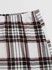 SHEIN Essnce Tartan Slit Hem Skirt