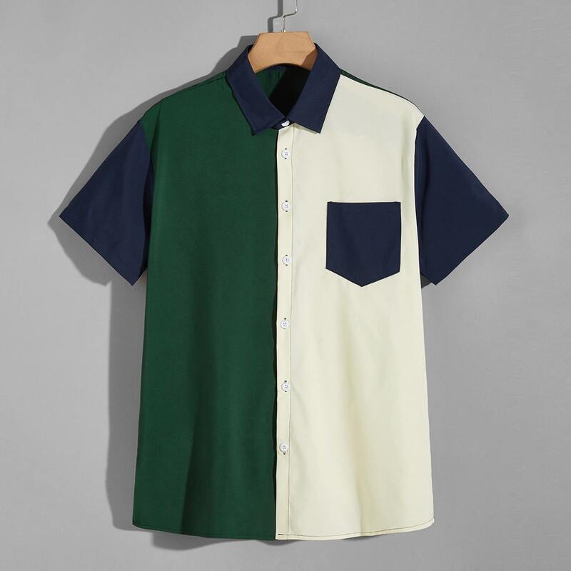 

Guys Pocket Front Colorblock Shirt, Multicolor