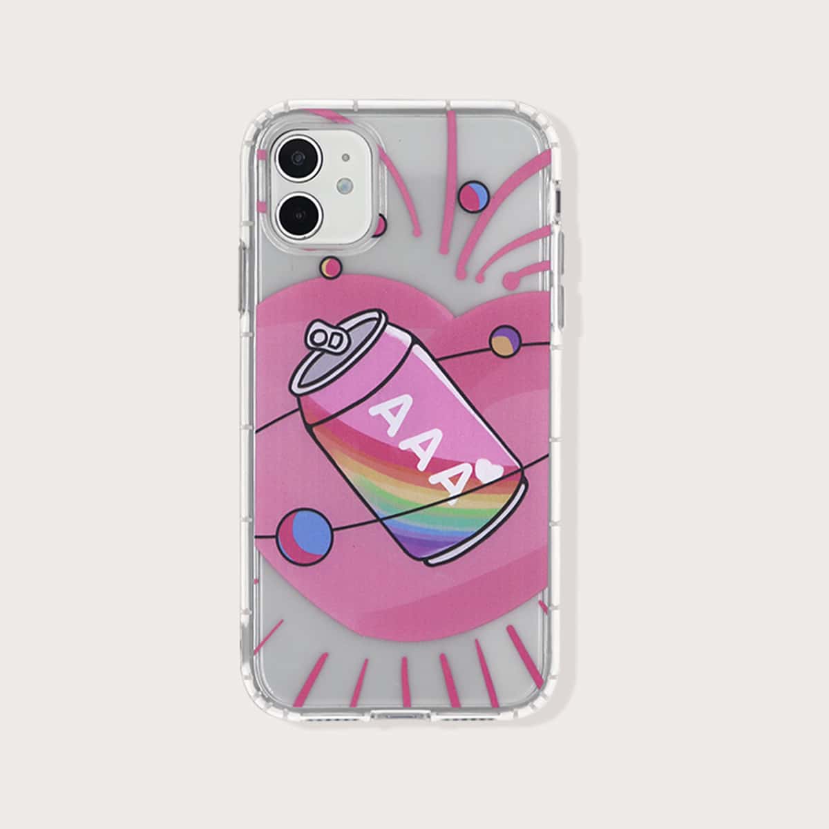 

Heart & Can Clear iPhone Case, Multicolor
