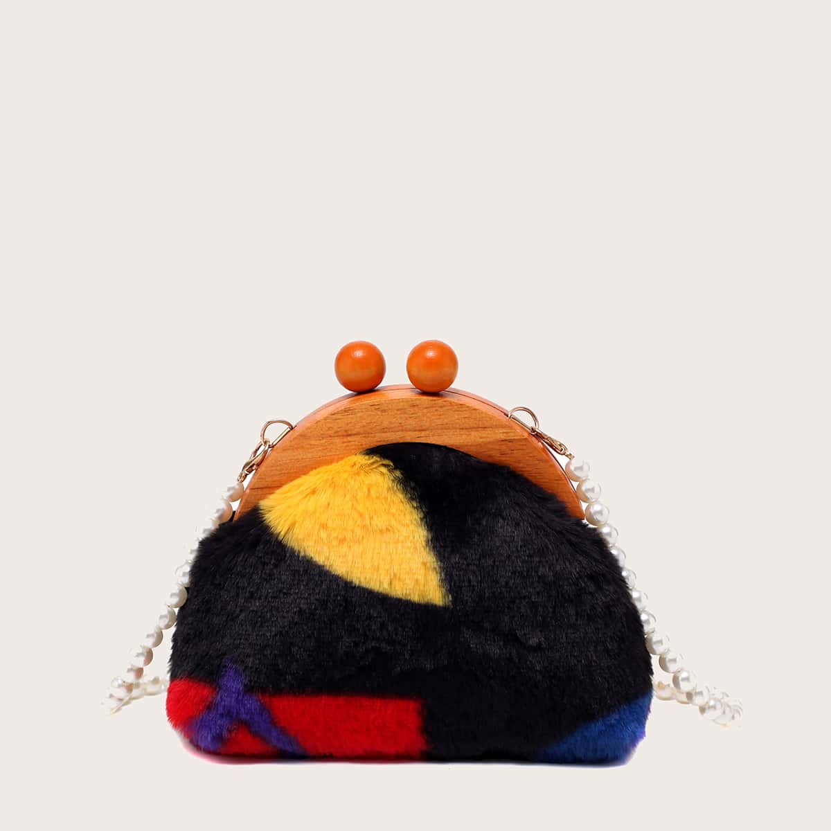 

Random Colorblock Faux Pearl Strap Crossbody Bag, Multicolor