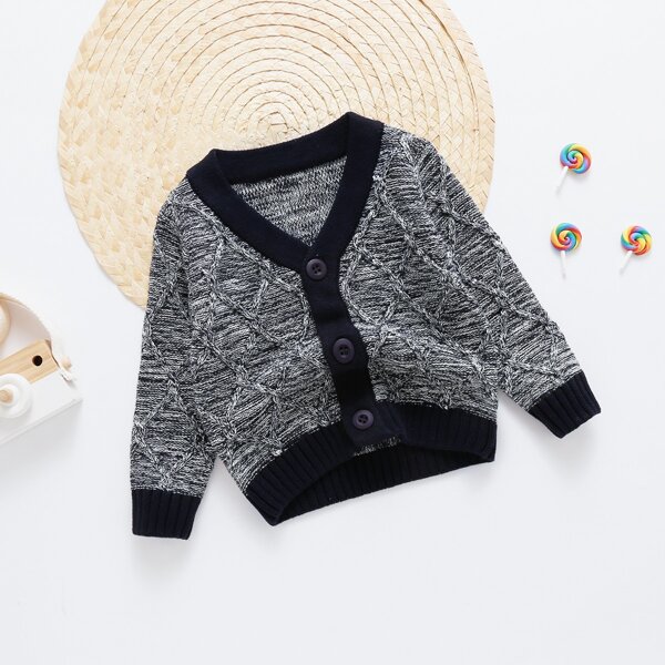 

Baby Boy Space Dye Button Front Cardigan, Dark grey