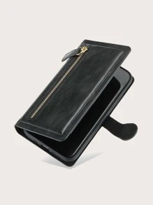 Tương thích với iPhone 16, 1 chiếc ốp lưng điện thoại đa năng kiểu ví cài nút bấm cổ điển có khóa kéo, tương thích với iPhone 11, 13, 14, 15 Pro Max, tương thích với Galaxy S24, S24 Ultra, phiên bản quốc tế, không phải phiên bản nội địa. - màu đen - Xem 2