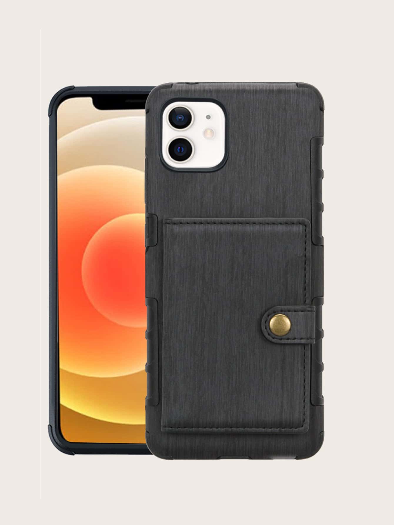 Funda compatible con iphone con botón - Negro - Ver 1