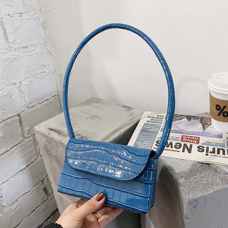 

Croc Embossed Shoulder Bag, Blue