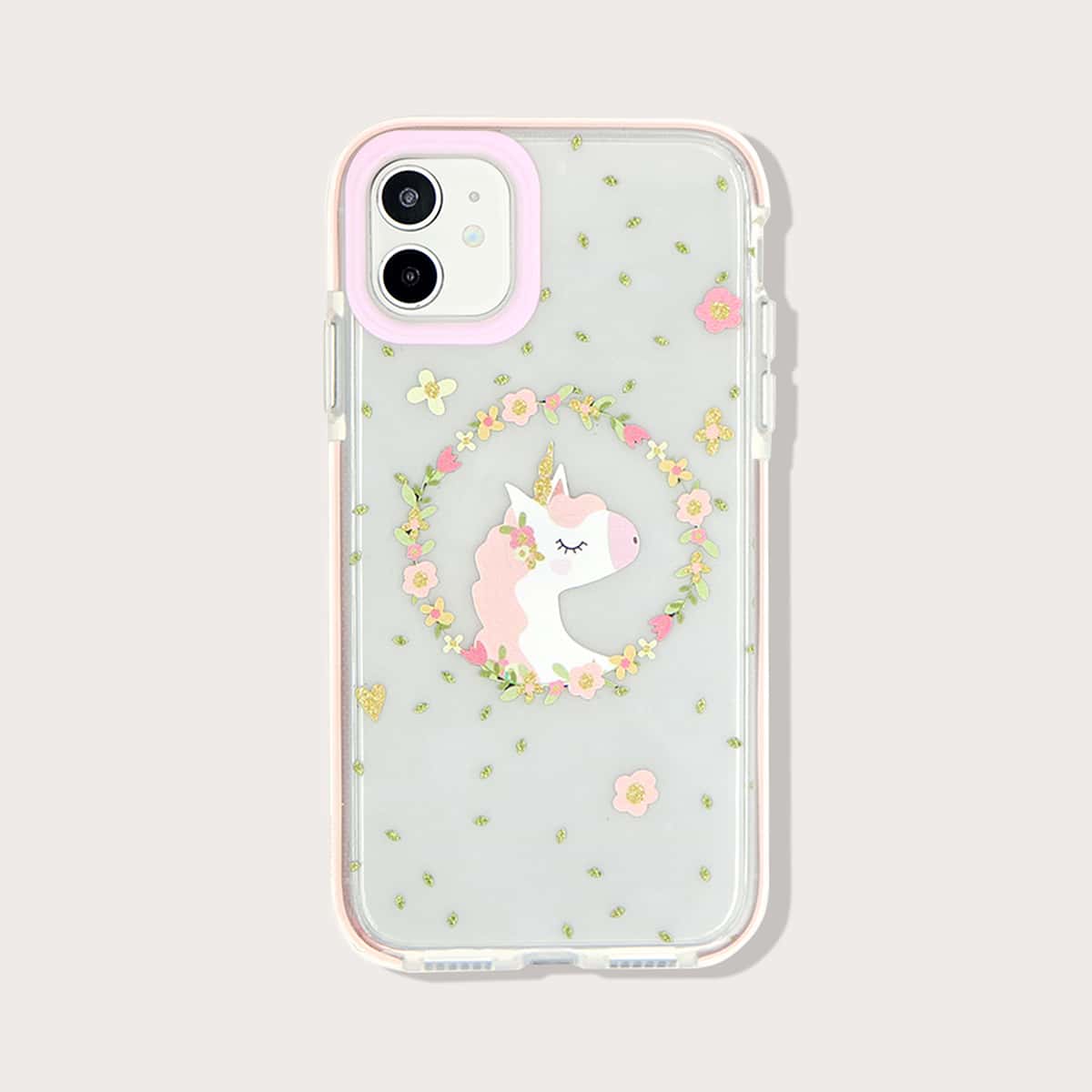 

Floral & Unicorn Clear iPhone Case