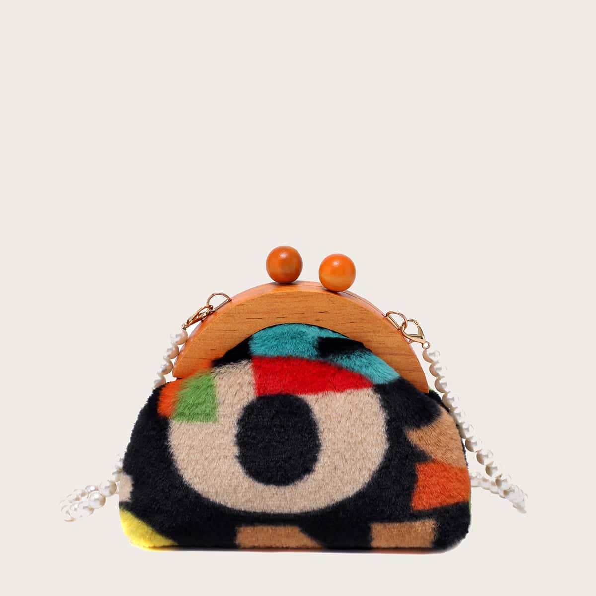 

Random Colorblock Faux Pearl Strap Crossbody Bag, Multicolor