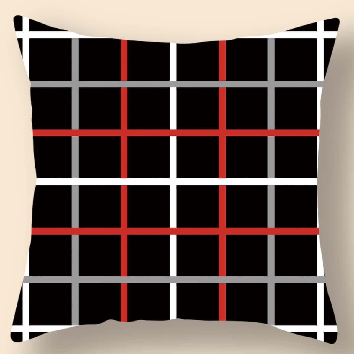 

Plaid Pattern Cushion Cover Without Filler, Black
