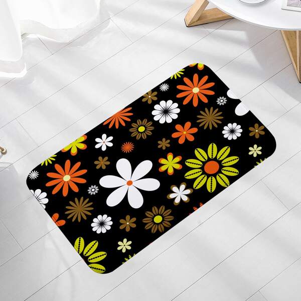

Flower Print Floor Mat, Multicolor