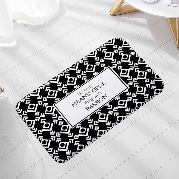 

Geometric Pattern Floor Mat, Black and white