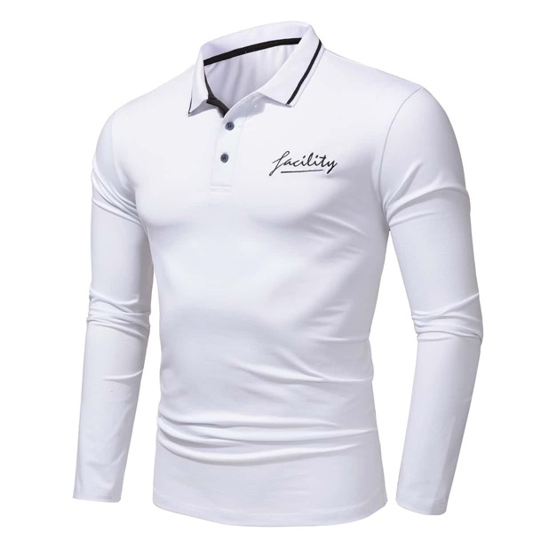 

Men Letter Graphic Polo Shirt, White