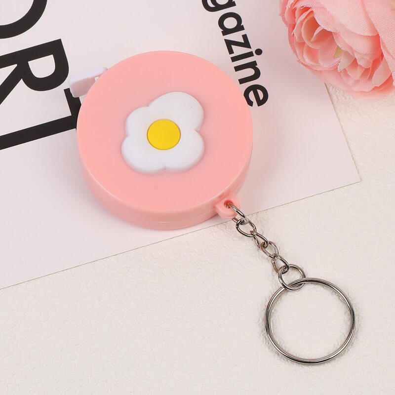 

1pc Fried Egg Mini Tape Measure, Baby pink