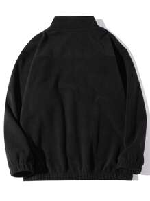 Manfinity Hypemode Men Half Zip Patched Flannelette Sweatshirt - Black - View 2