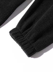 Manfinity Hypemode Men Half Zip Patched Flannelette Sweatshirt - Black - View 4