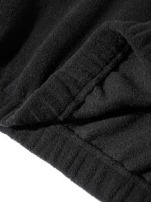 Manfinity Hypemode Men Half Zip Patched Flannelette Sweatshirt - Black - View 7