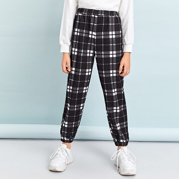 

Boys Slant Pocket Plaid Pants, Black