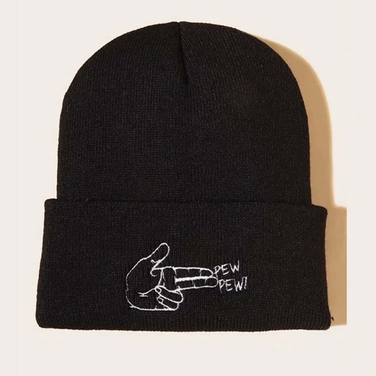 

Hands Embroidery Beanie, Black