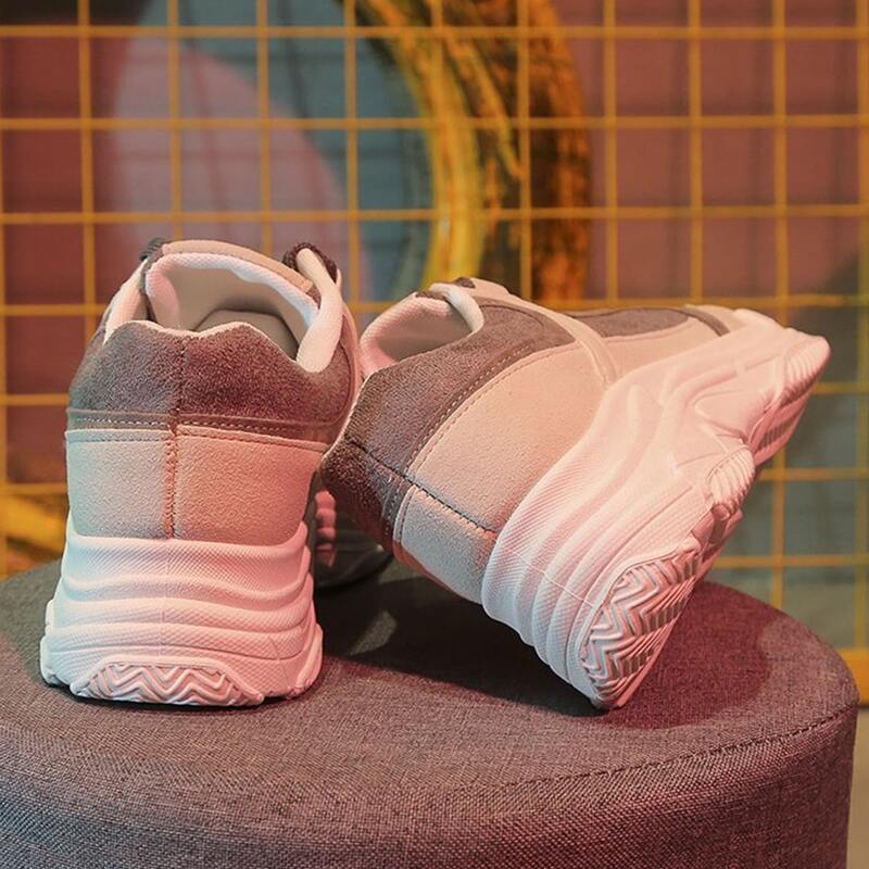 

Colorblock Lace-up Chunky Sneakers, Grey