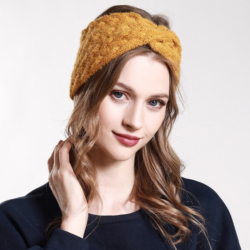 

Solid Knit Headband, Mustard yellow