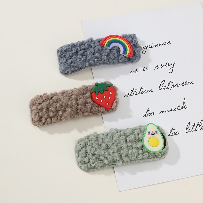 

3pcs Cartoon Fluffy Hair Clip, Multicolor