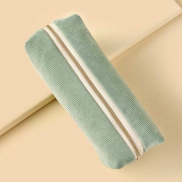 

1pc Plain Pencil Bag, Green