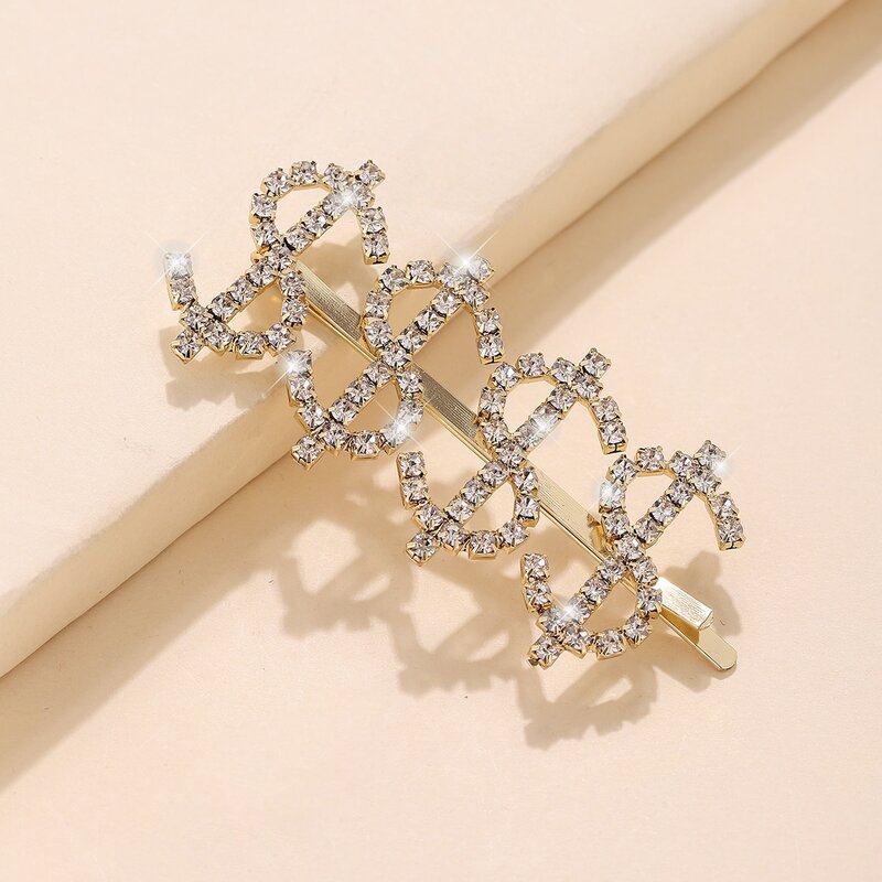 

1pc Rhinestone Hair Clip, Gold