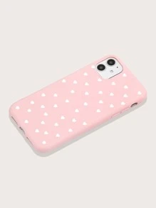 Heart Pattern Case Compatible With iPhone - Baby Pink - View 2