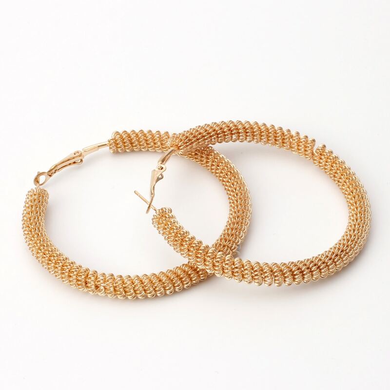 

Chain Twisted Hoop Earrings, Gold