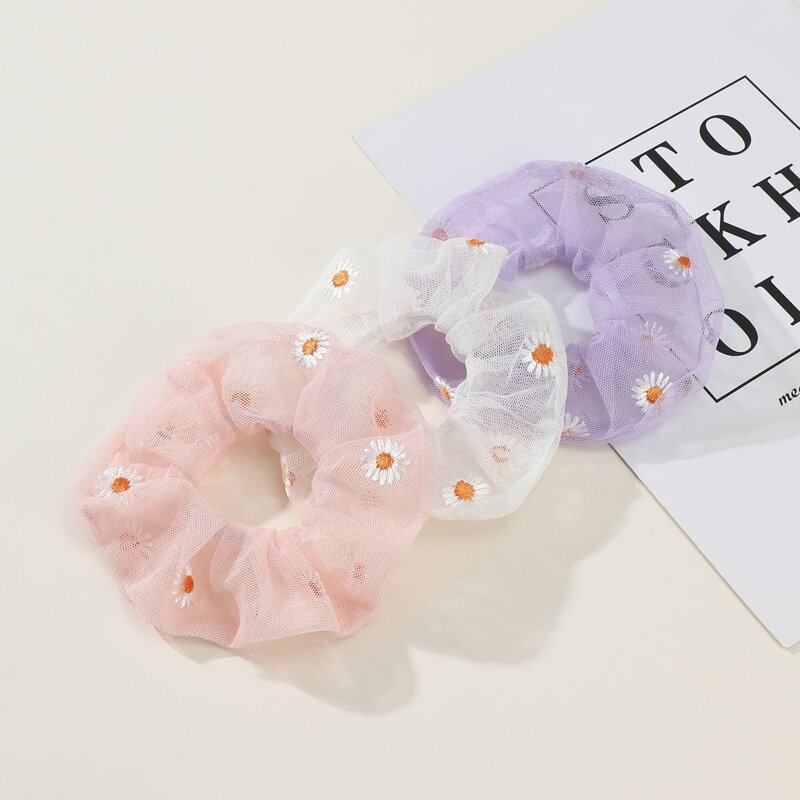 

Daisy Embroidery Scrunchie, Multicolor