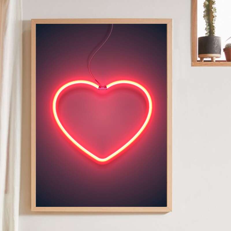 

Heart Print Wall Painting Without Frame, Black