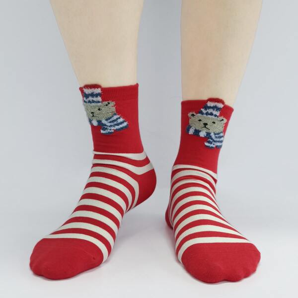 

Striped Pattern Socks, Red