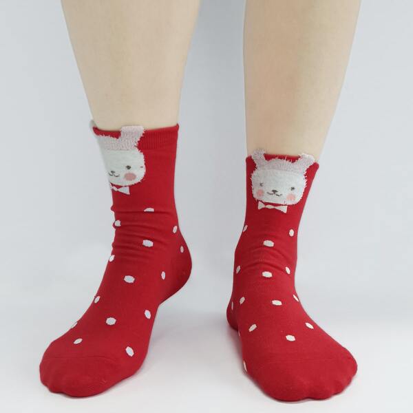 

Polka Dot Pattern Socks, Red