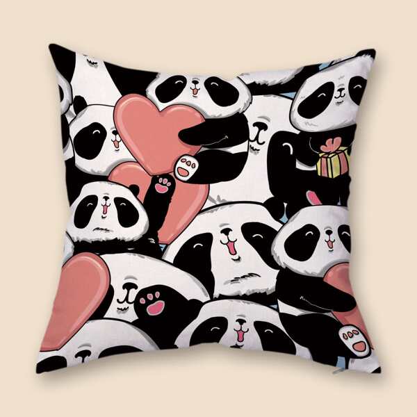 

Cartoon Panda Print Cushion Cover Without Filler, Multicolor