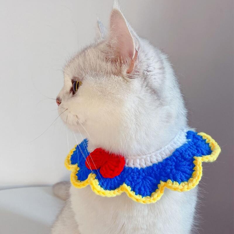 

Color Block Knitted Cat Necklace, Blue