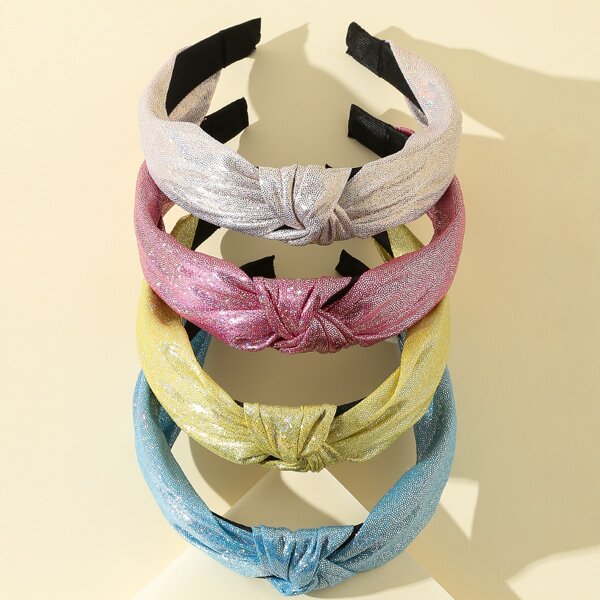

4pcs Girls Bow Knot Decor Hair Hoop, Multicolor