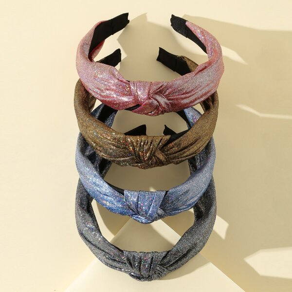 

4pcs Girls Bow Knot Decor Hair Hoop, Multicolor