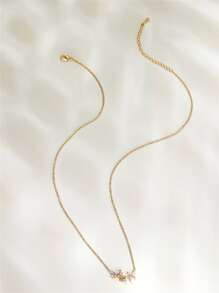 Collar con mariposa con diamante de imitación - Amarillo Oro - Ver 2