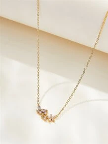 Collar con mariposa con diamante de imitación - Amarillo Oro - Ver 3