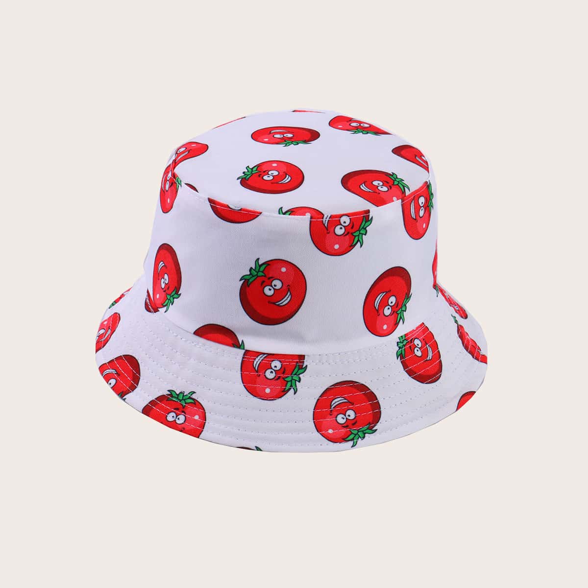 

Allover Cartoon Bucket Hat, Red and white