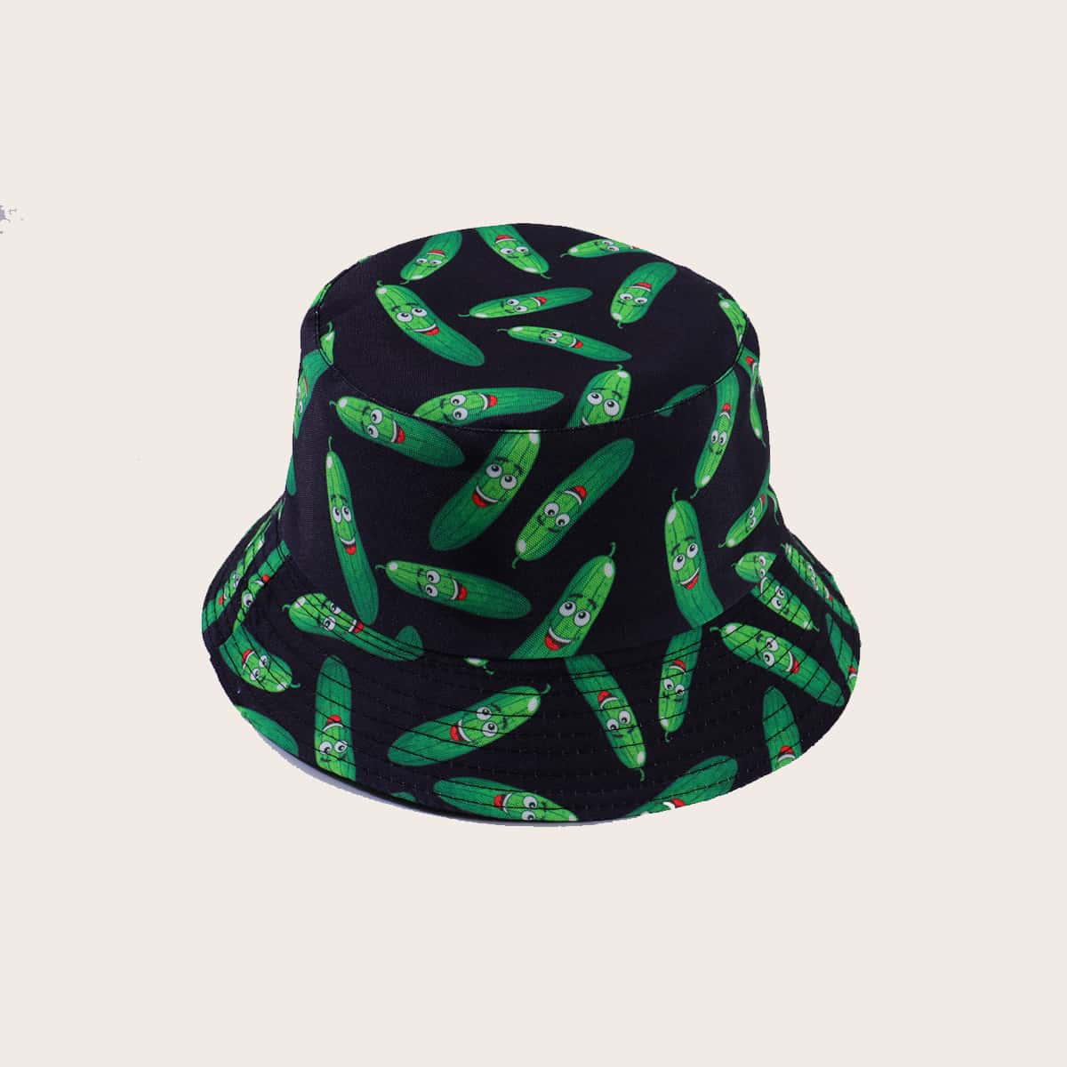 

Allover Cartoon Cucumber Print Bucket Hat, Multicolor