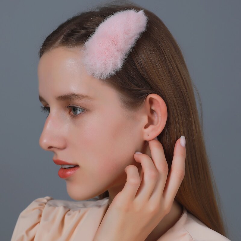 

Solid Fluffy Hair Clip, Baby pink
