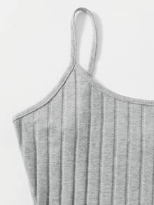 SHEIN EZwear 開衩下擺羅紋針織洋裝 - 淺灰色 - 查看 4