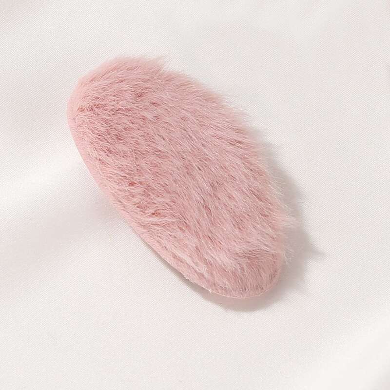 

Solid Fluffy Hair Clip, Baby pink
