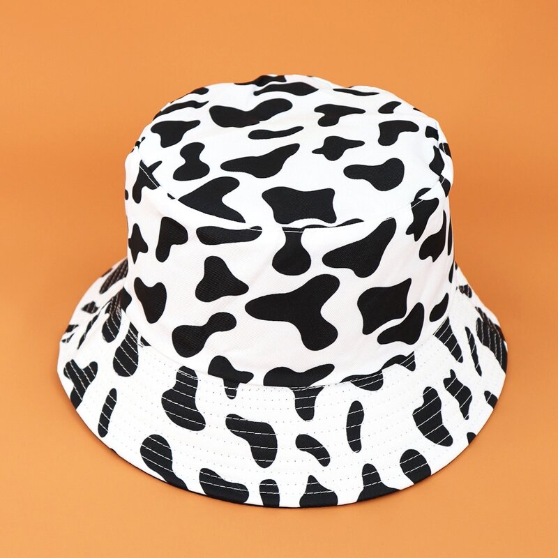 

Cow Print Bucket Hat, Black and white