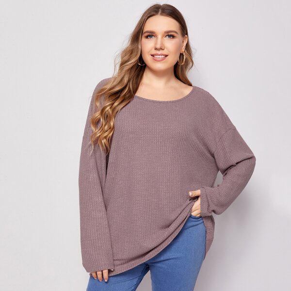 

Plus Drop Shoulder Solid Tee, Mauve purple