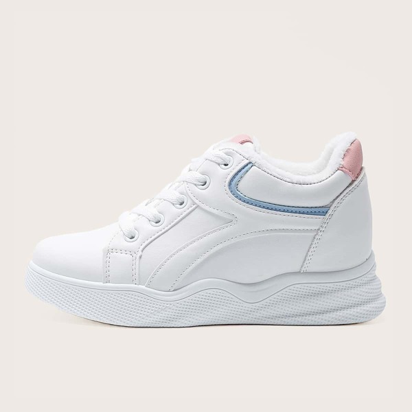 

Lace-up Front Faux Fur Lined Sneakers, White