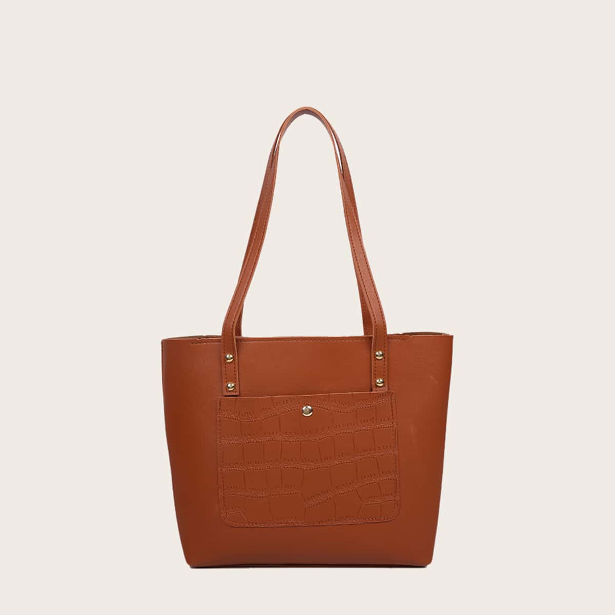 

Croc Effect Tote Bag, Brown