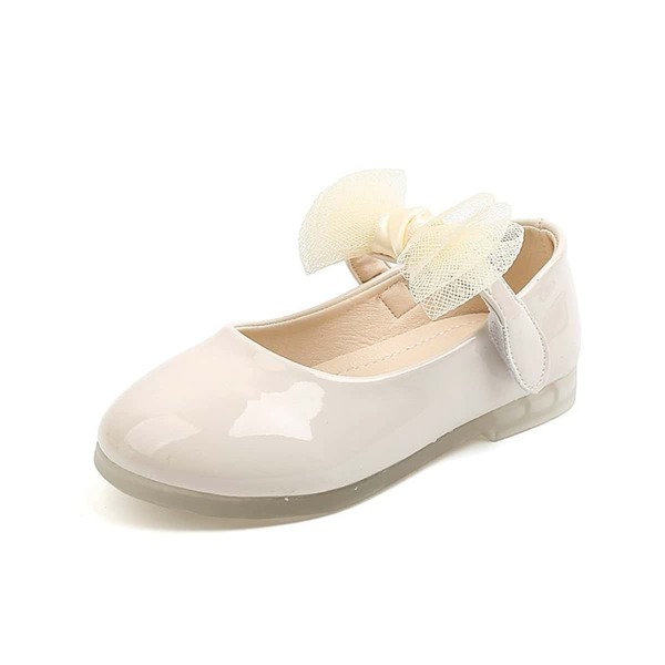 

Toddler Girls Bow Decor Patent Leather Flats, Beige