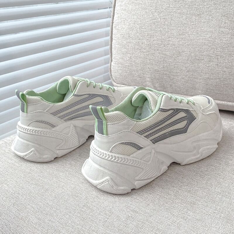 

Lace-up Mesh Chunky Sneakers, White