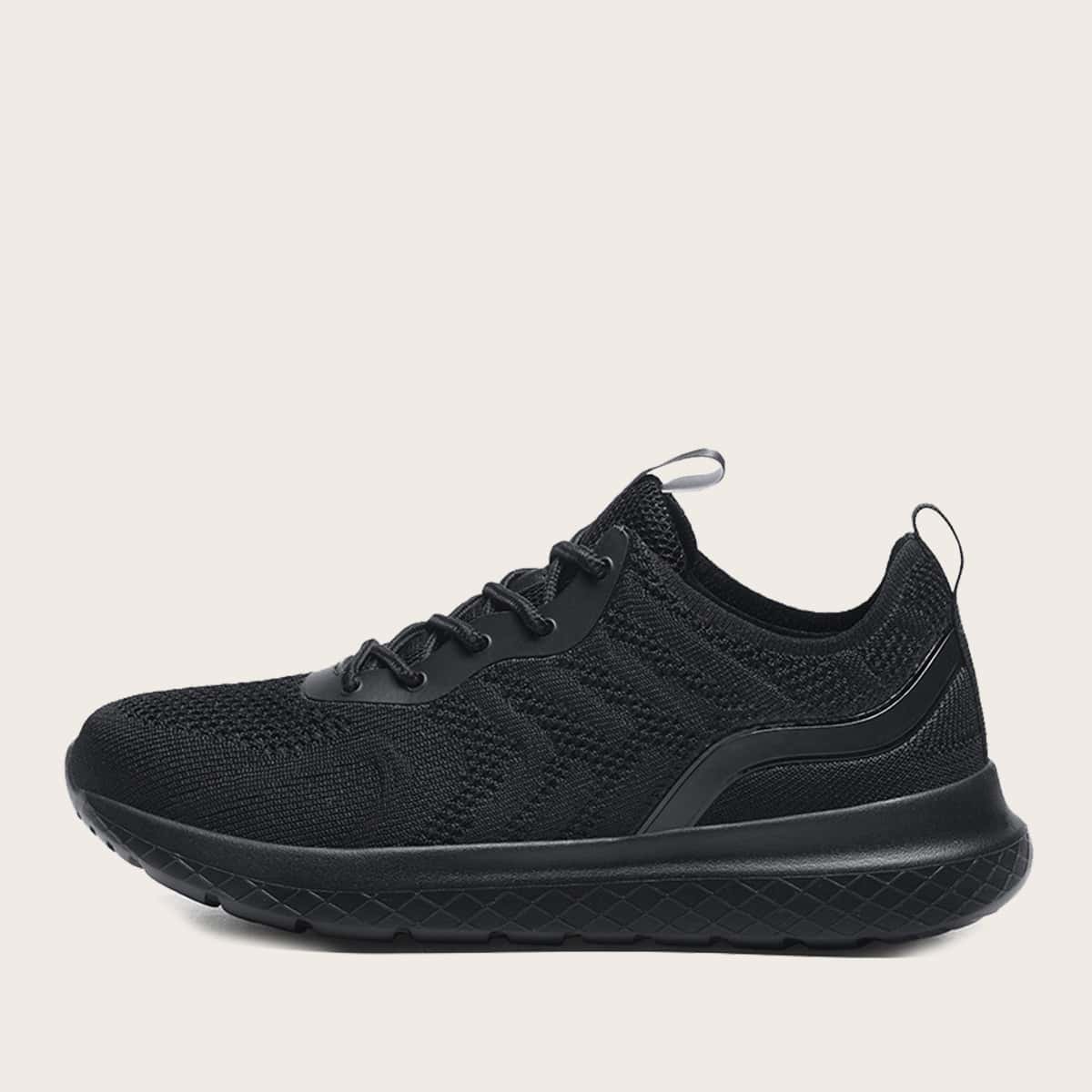 

Lace-up Front Knit Sneakers, Black