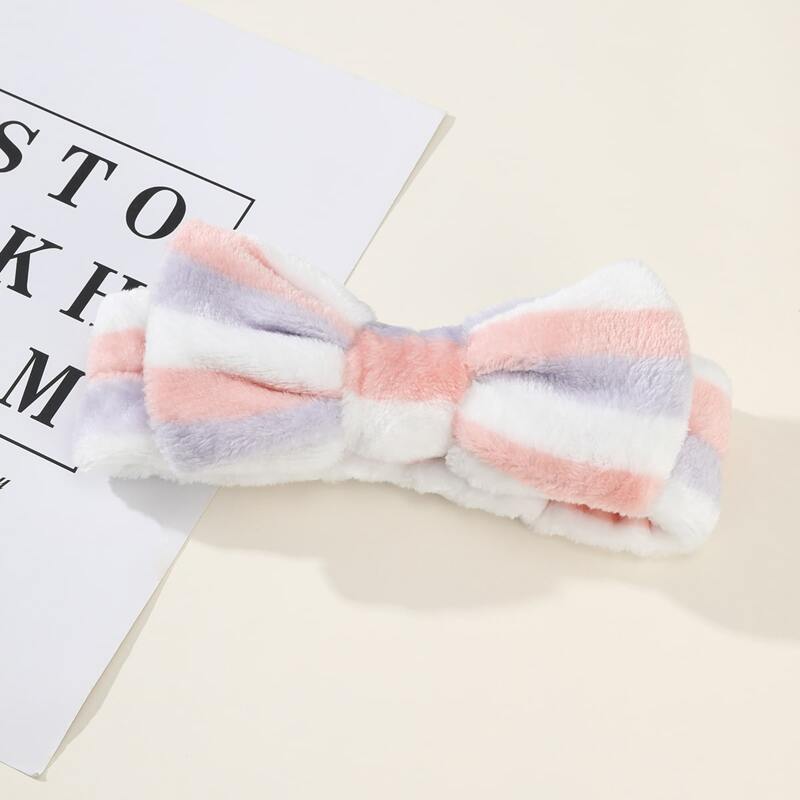 

1pc Striped Bow Bath Headband, Multicolor
